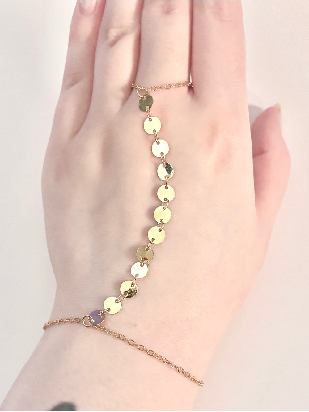 Gold-Tone Disc Hand Chain Bracelet - Women Jewelry